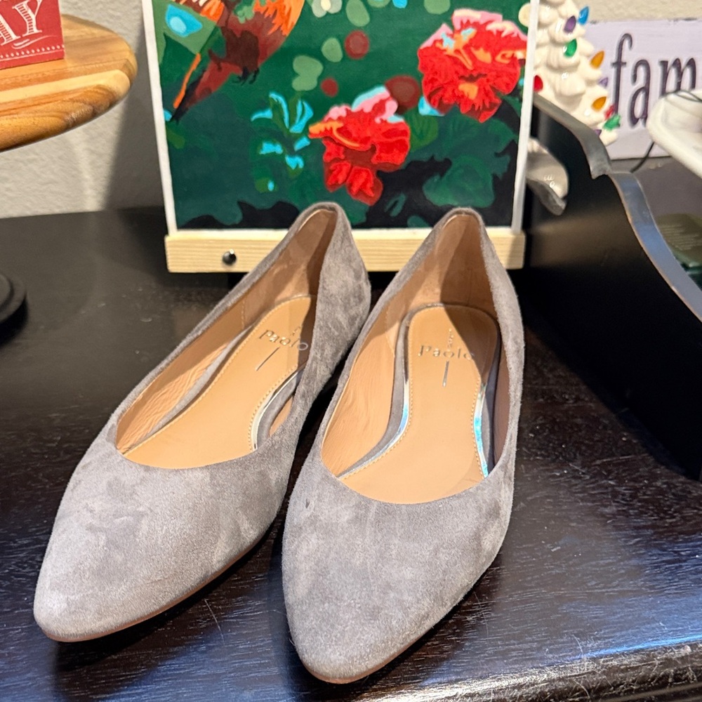 Paolo Gray Suede Flats